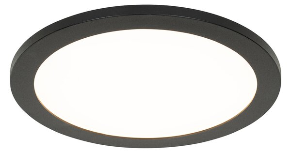 Nowoczesna lampa sufitowa czarna 30 cm z diodą LED IP44 - Steve Oswietlenie wewnetrzne