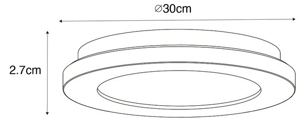 Nowoczesna lampa sufitowa czarna 30 cm z LED IP44 - Steve Oswietlenie wewnetrzne