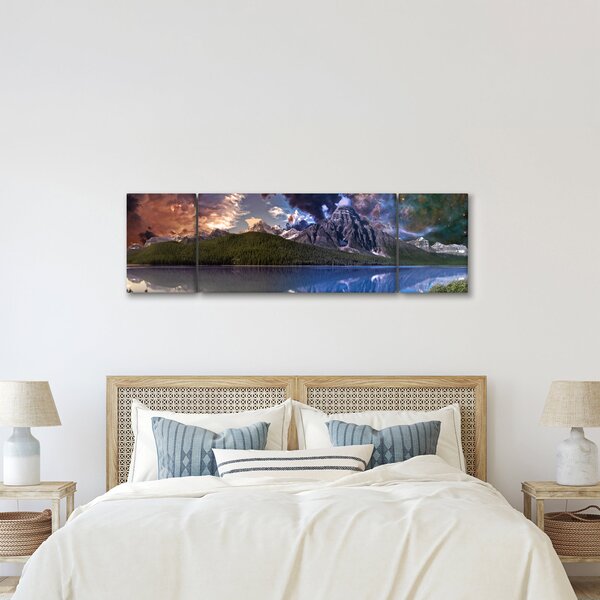 Obraz jeziora i gór (170x50 cm)
