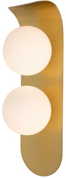 Pati - nowoczesny kinkiet 35 cm 2xG9, złoty mosiądz + mleczna kula