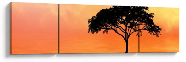 Obraz drzewa o zachodzie słońca (170x50 cm)