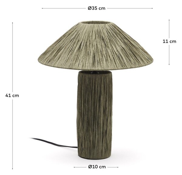 Lampa stołowa z rafii w kolorze khaki (wysokość 41 cm) Samse – Kave Home