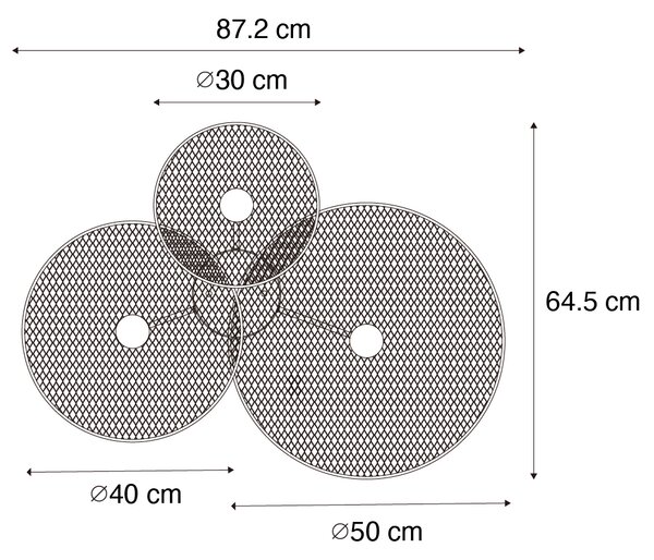 Designerska lampa ścienna czarna z siatką 3-punktowa - Jane