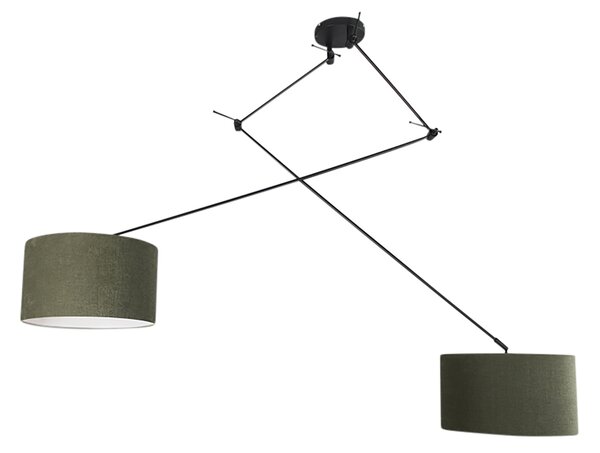 Inteligentna lampa wisząca czarna z abażurem 35 cm zielonym w komplecie z 2 żarówkami WiFi A60 - Blitz