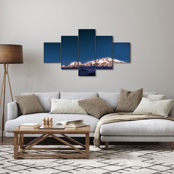 Obraz gór i nocnego nieba (125x70 cm)