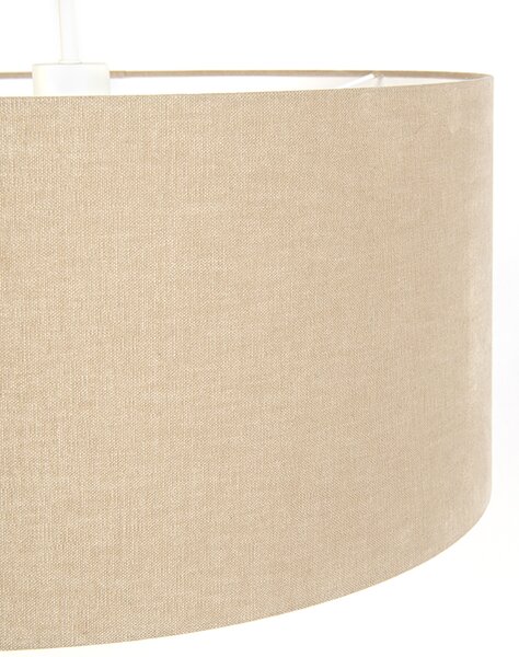 Rustykalna lampa wisząca biała z abażurem w kolorze jasnobrązowym 50 cm - Combi