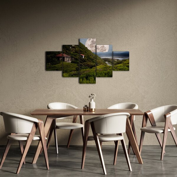 Obraz krajobrazu z księżycem (125x70 cm)
