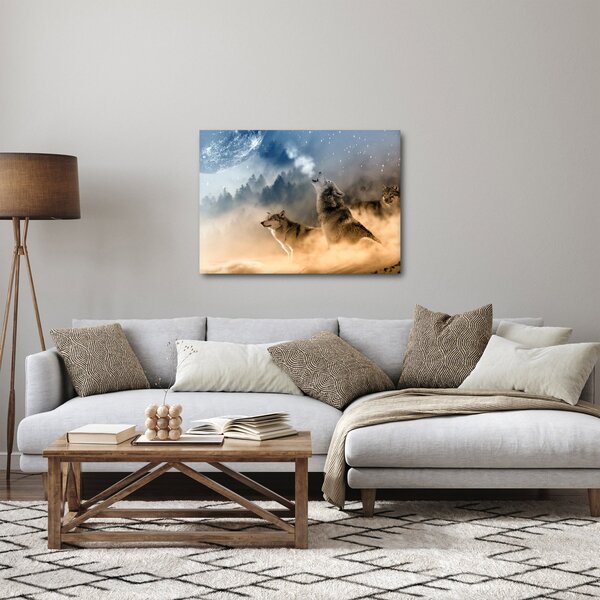 Obraz - wilki wyjące do księżyca (70x50 cm)