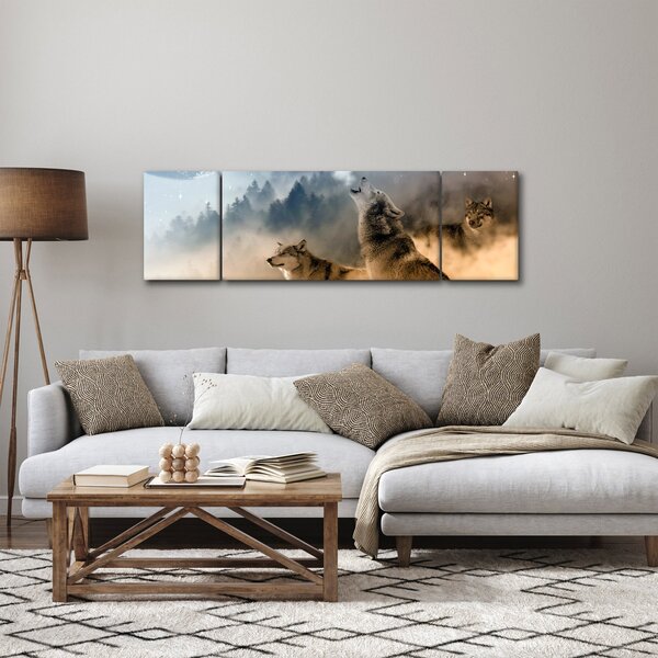 Obraz - wilki wyjące do księżyca (170x50 cm)