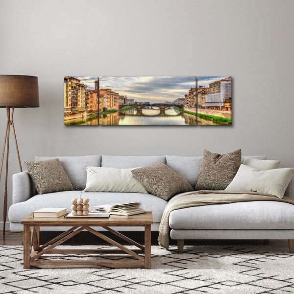 Obraz miasta z rzeką (170x50 cm)
