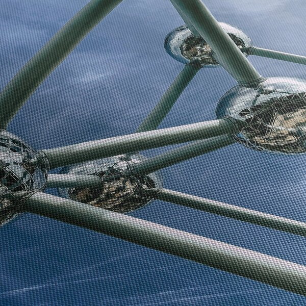 Obraz - Atomium w Brukseli (z zegarem) (90x30 cm)