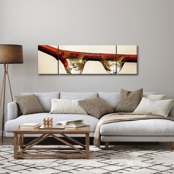 Obraz kropli na gałęzi (170x50 cm)