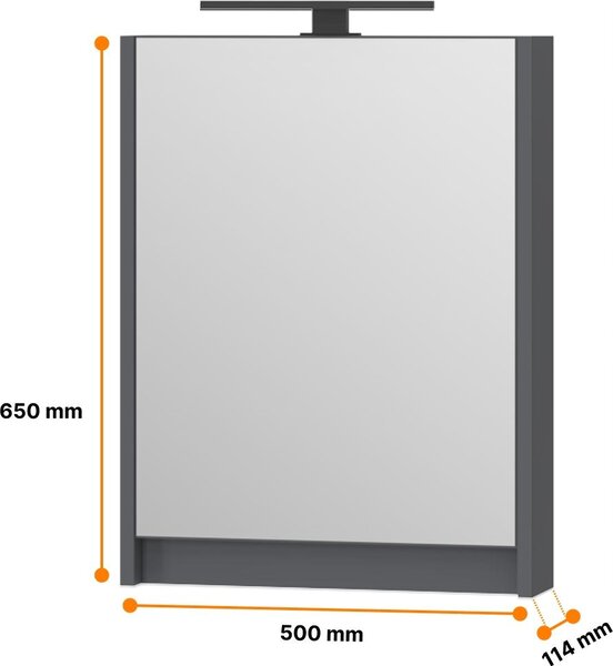 OMEBLE Szafa szafka azienkowa wiszca z lustrem 50 cm antracyt mat. LED