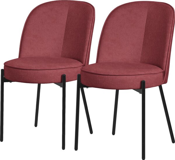 ML-Design krzesa do jadalni zestaw 2 czerwonych krzese kuchennych z poliestru z metalowymi nogami krzeso do salonu z oparciem tapicerowane krzesa do jadalni kuchni