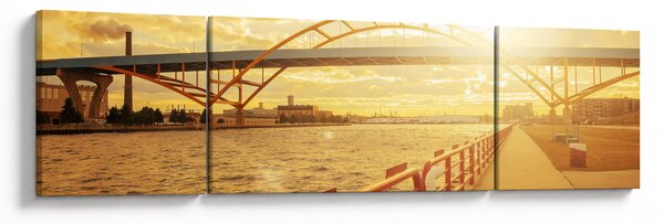 Obraz mostu z zachodem słońca (170x50 cm)