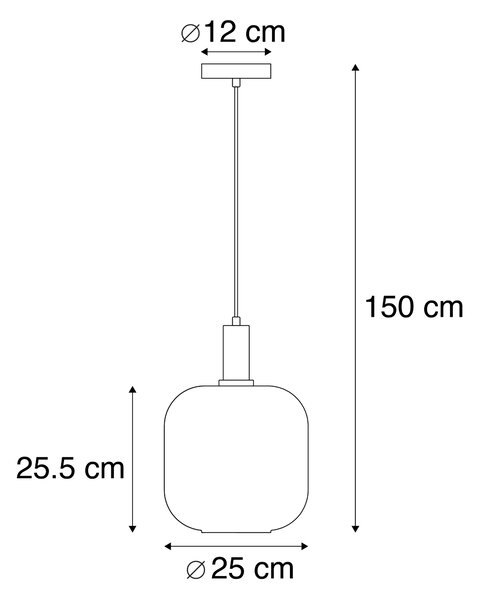 Lampa wisząca czarna ze złotem i dymionym szkłem w komplecie z żarówką PUCC - Zuzanna
