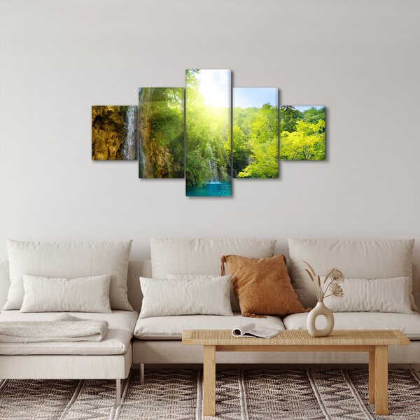 Obraz - wodospady w pralesie (125x70 cm)