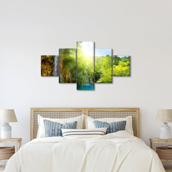Obraz - wodospady w pralesie (125x70 cm)