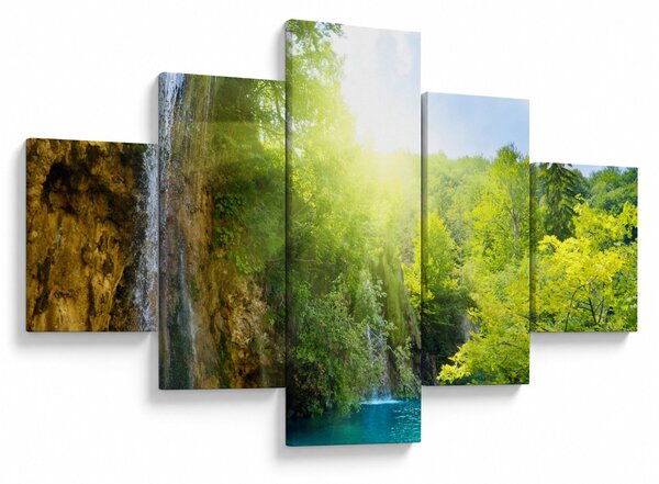 Obraz - wodospady w pralesie (125x70 cm)