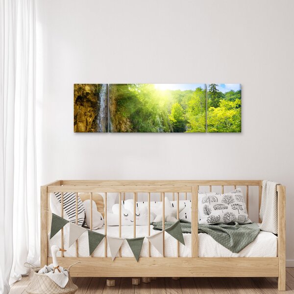 Obraz - wodospady w pralesie (170x50 cm)