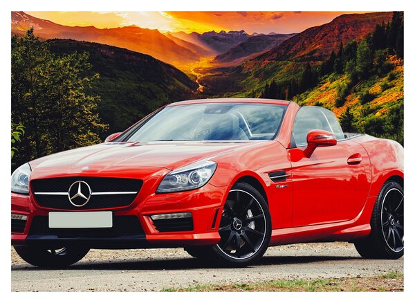 Obraz - czerwony Mercedes (70x50 cm)