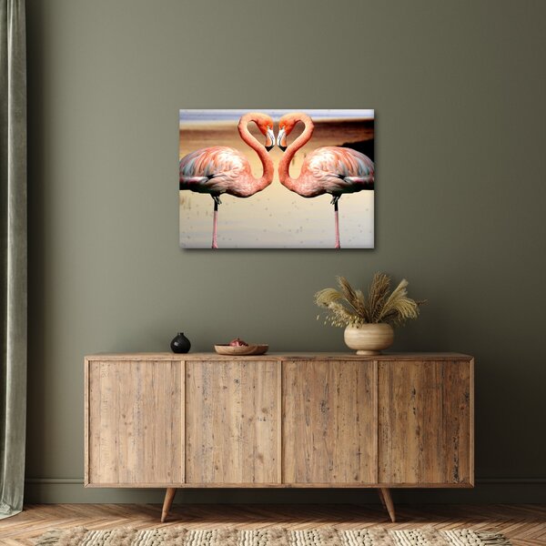 Obraz - dwa flamingi (70x50 cm)