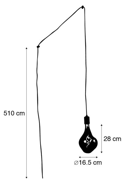 Designerska lampa wisząca czarna z wtyczką zawiera ściemnianą lampę LED - Cavalux Oswietlenie wewnetrzne