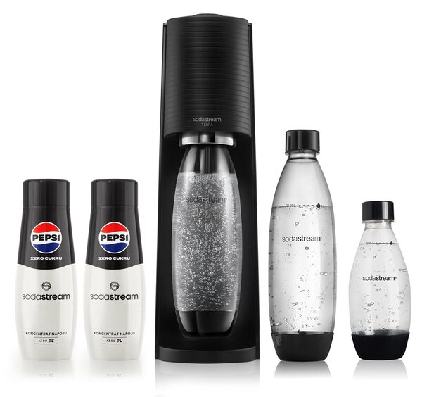 Saturator SODASTREAM Terra Czarny + 3 butelki + 2 syropy Pepsi Max