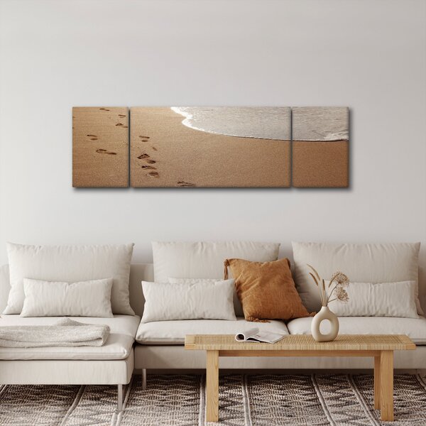 Obraz - ślady stóp na piasku i morzu (170x50 cm)