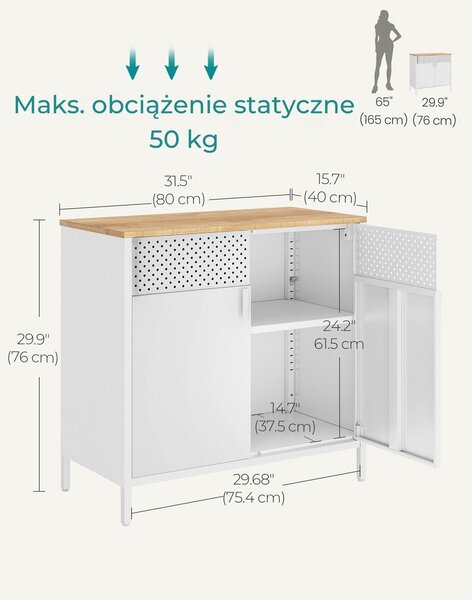 Metalowa szafka BRIX, 76x80x40cm, brązowy/biała SongmicsHome