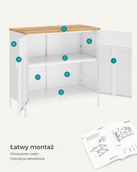 Metalowa szafka BRIX, 76x80x40cm, brązowy/biała SongmicsHome
