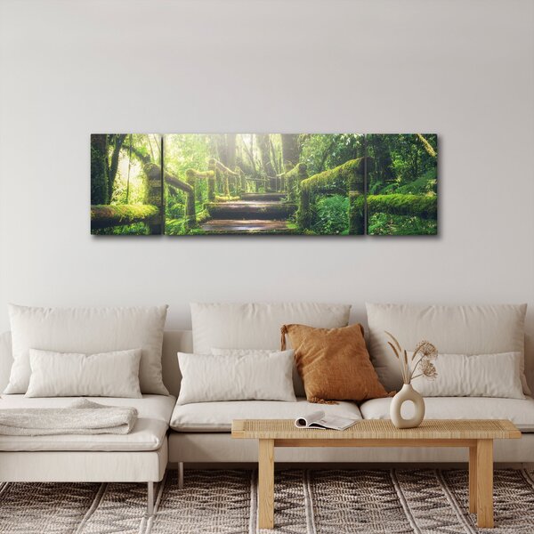 Obraz - drewniane schody w lesie (170x50 cm)