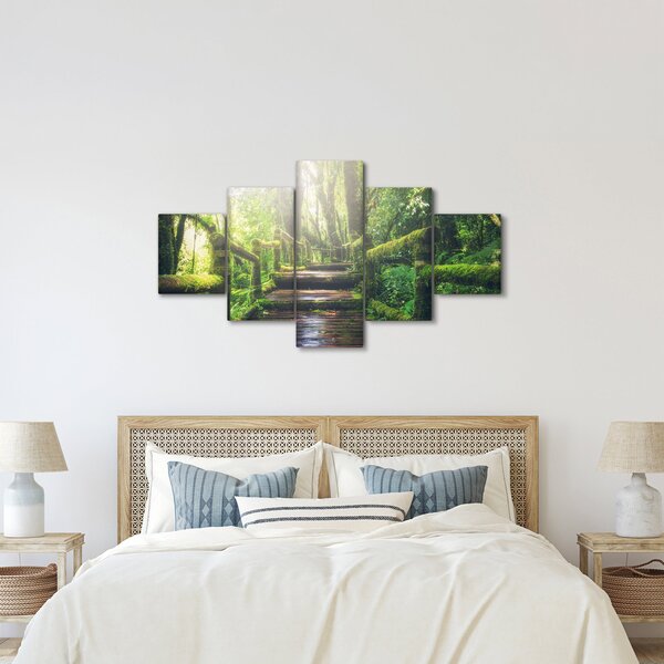 Obraz - drewniane schody w lesie (125x70 cm)