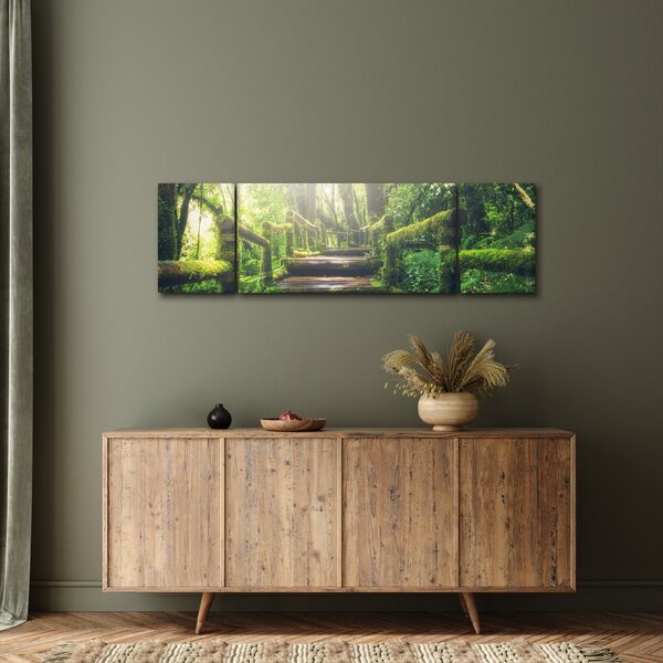 Obraz - drewniane schody w lesie (170x50 cm)