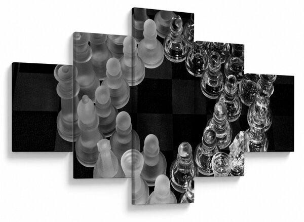 Obraz - czarno - białe szachy (125x70 cm)