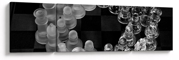 Obraz - czarno - białe szachy (170x50 cm)