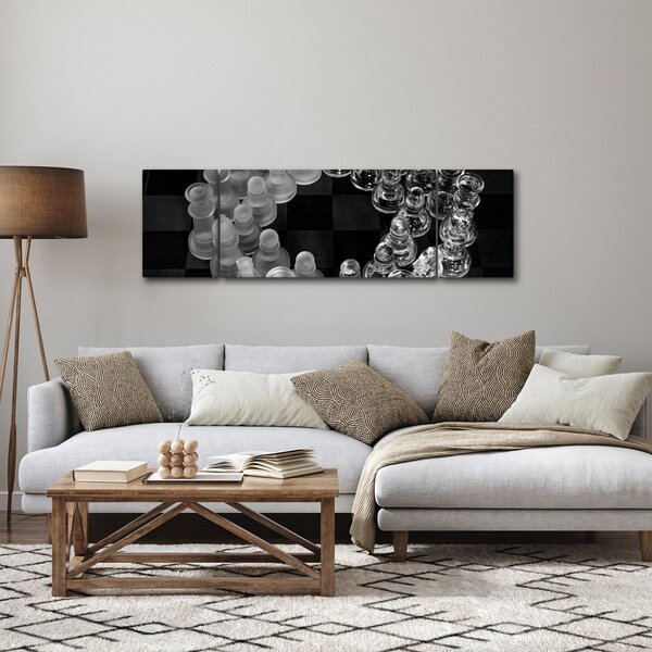 Obraz - czarno - białe szachy (170x50 cm)