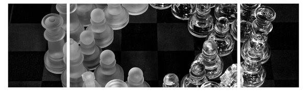 Obraz - czarno - białe szachy (170x50 cm)