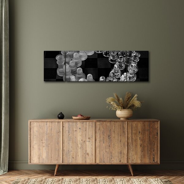 Obraz - czarno - białe szachy (170x50 cm)