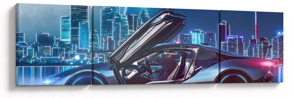 Obraz samochodu wyścigowego w nocy (170x50 cm)