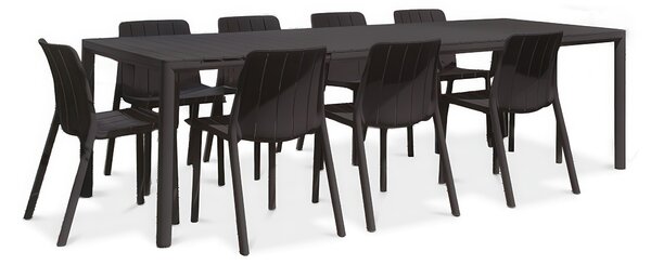 Zestaw mebli na taras TIBERINA BISTROT/TEVERE 210-275 8+1 ANTHRACITE – Nardi