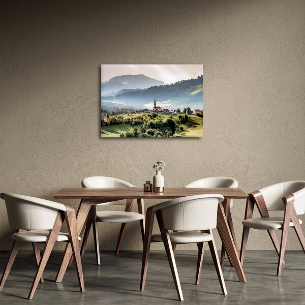 Obraz - wieś we mgle (70x50 cm)