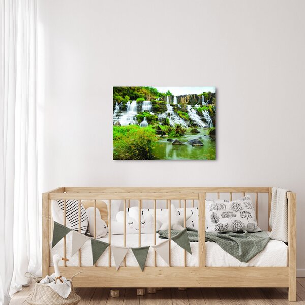 Obraz - wodospady z zielenią (70x50 cm)