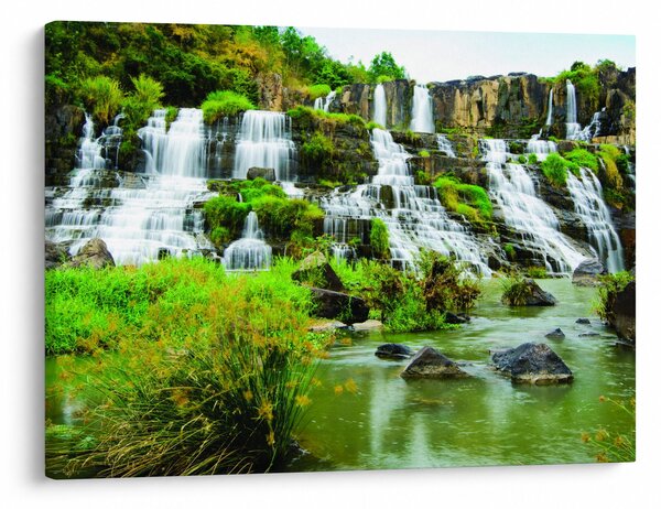 Obraz - wodospady z zielenią (70x50 cm)