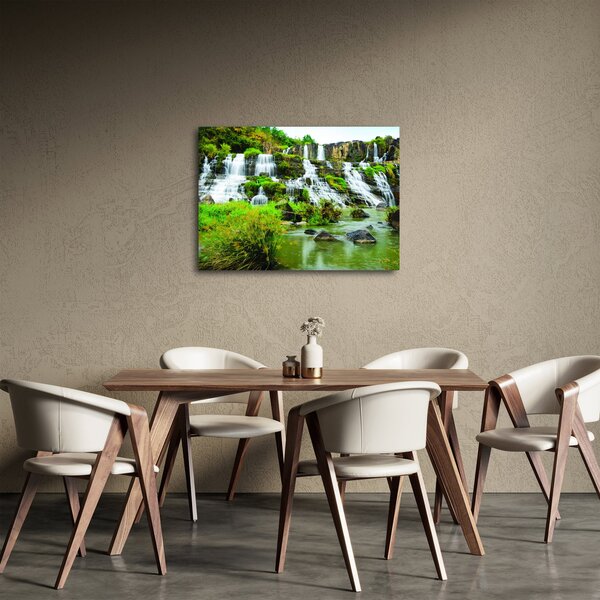 Obraz - wodospady z zielenią (70x50 cm)