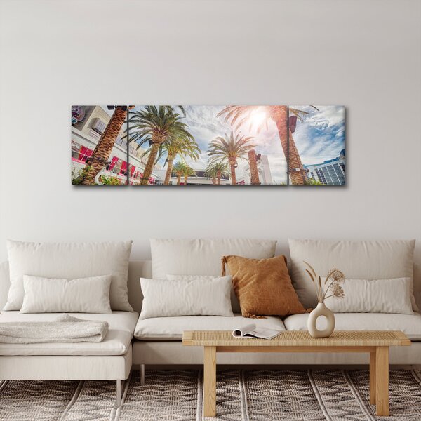 Obraz - palmy z basenem (170x50 cm)