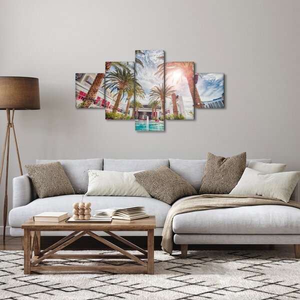 Obraz - palmy z basenem (125x70 cm)