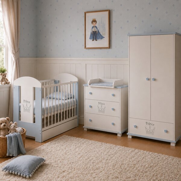 Komoda z przewijakiem PRINCE - Biało-niebieska