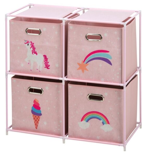 Regał z 4 szufladami STORAGE SOLUTIONS Jednorożec 68 x 35 x 70 cm Różowy