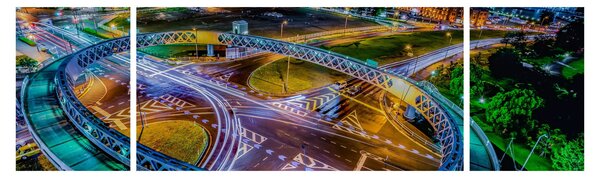 Obraz - nocna panorama miasta (170x50 cm)